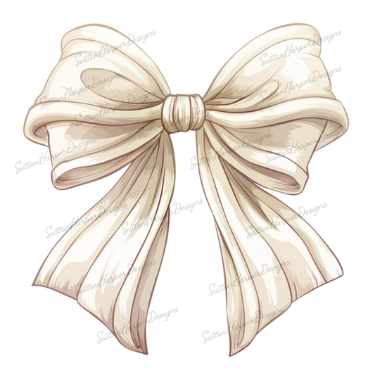 Cream Colored Coquette Bow PNG, Coquette Ribbon Bow PNG, Off white bow png