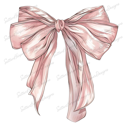 Pink Vintage Ribbon Bow PNG, Coquette Bow png, Pink Ribbon tied into Bow illustration png, viral png, trending png, aesthetic png, girly png